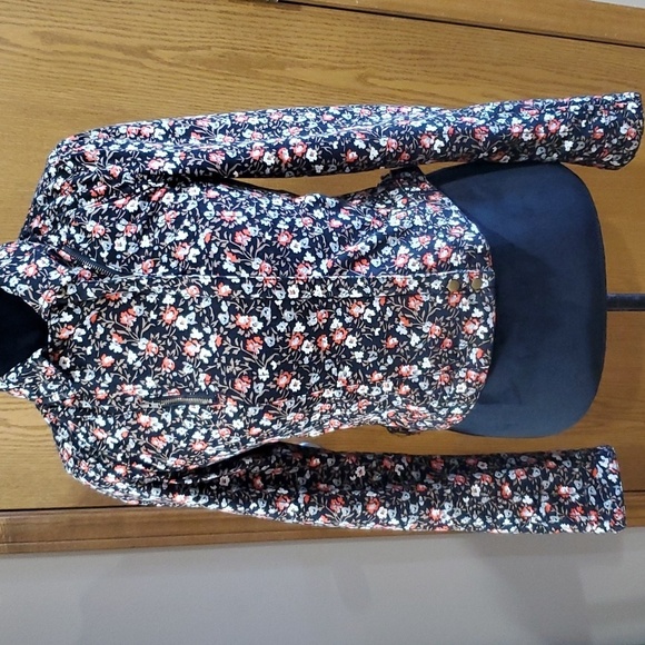 Anthropologie Jackets & Blazers - Anthropologie hei hei floral denim moto zip insulated lined jacket